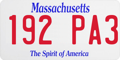 MA license plate 192PA3