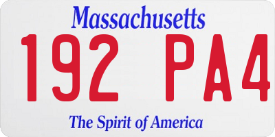 MA license plate 192PA4