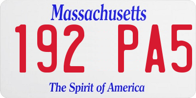 MA license plate 192PA5