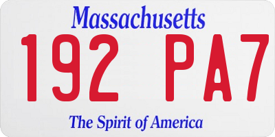 MA license plate 192PA7