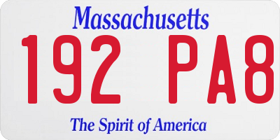 MA license plate 192PA8
