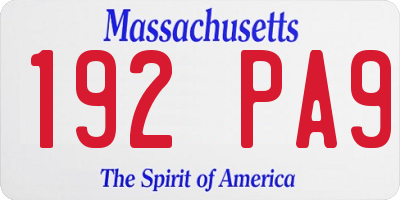 MA license plate 192PA9