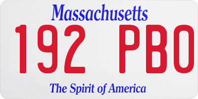 MA license plate 192PB0