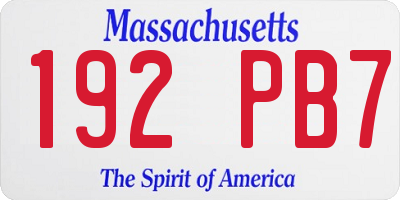 MA license plate 192PB7