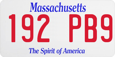 MA license plate 192PB9