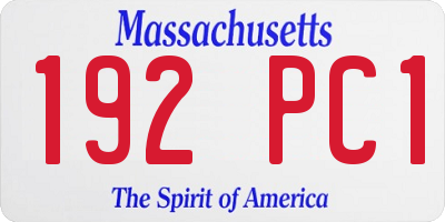 MA license plate 192PC1