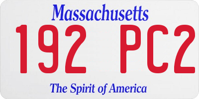 MA license plate 192PC2