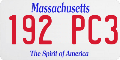 MA license plate 192PC3