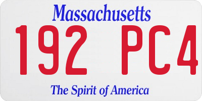 MA license plate 192PC4