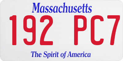 MA license plate 192PC7