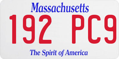 MA license plate 192PC9