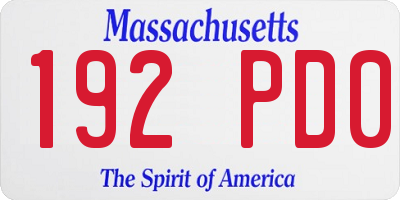MA license plate 192PD0