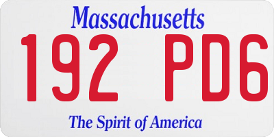 MA license plate 192PD6