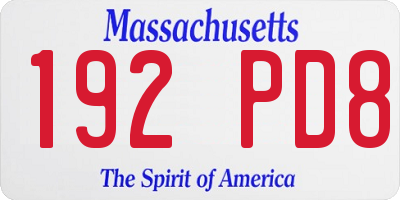 MA license plate 192PD8