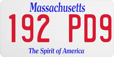 MA license plate 192PD9