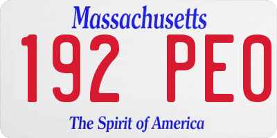 MA license plate 192PE0
