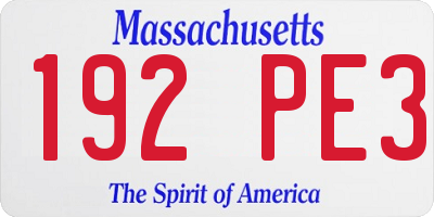 MA license plate 192PE3