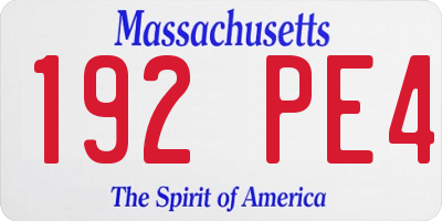 MA license plate 192PE4