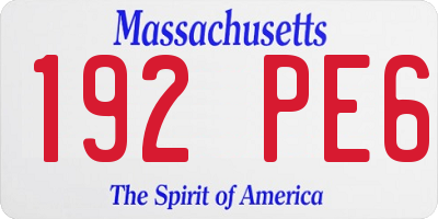 MA license plate 192PE6