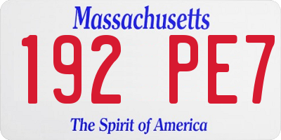 MA license plate 192PE7