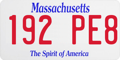 MA license plate 192PE8