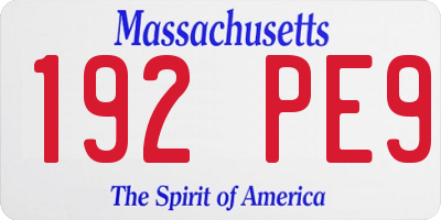 MA license plate 192PE9