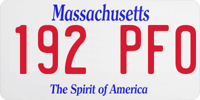 MA license plate 192PF0