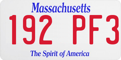 MA license plate 192PF3