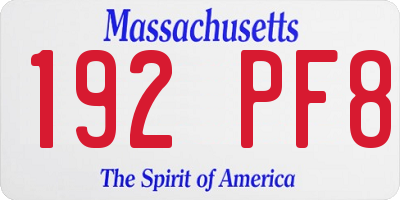 MA license plate 192PF8