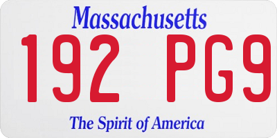 MA license plate 192PG9