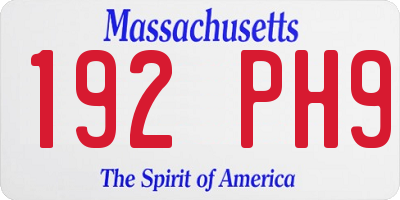 MA license plate 192PH9