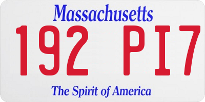 MA license plate 192PI7