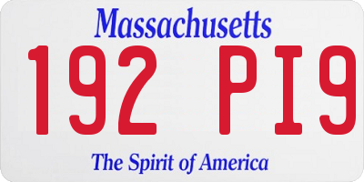 MA license plate 192PI9