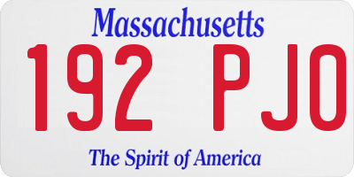 MA license plate 192PJ0