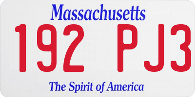 MA license plate 192PJ3
