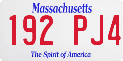 MA license plate 192PJ4