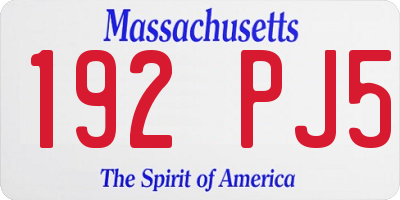 MA license plate 192PJ5