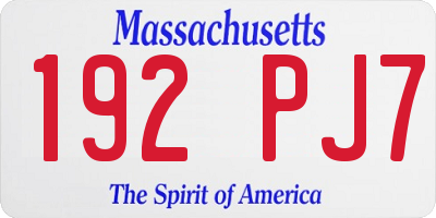 MA license plate 192PJ7