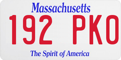 MA license plate 192PK0
