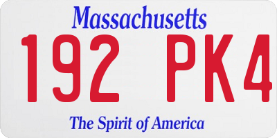 MA license plate 192PK4