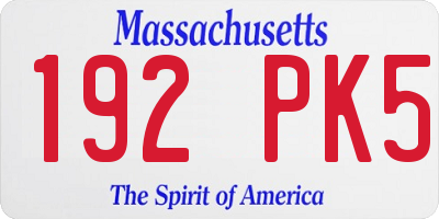 MA license plate 192PK5