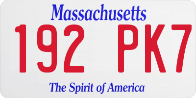 MA license plate 192PK7