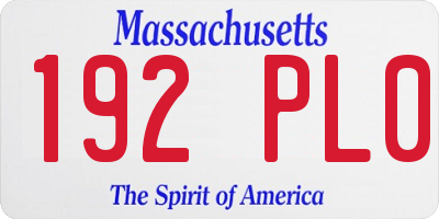 MA license plate 192PL0