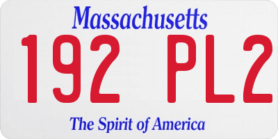 MA license plate 192PL2