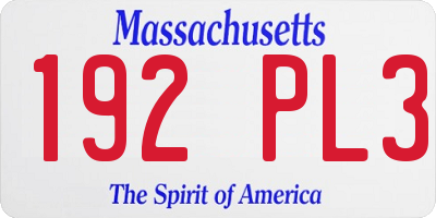 MA license plate 192PL3