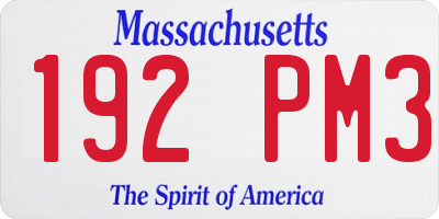 MA license plate 192PM3