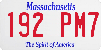 MA license plate 192PM7
