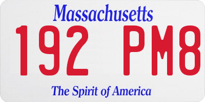 MA license plate 192PM8