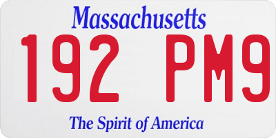 MA license plate 192PM9