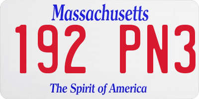MA license plate 192PN3